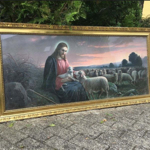 Bild, alter Bilderrahmen, Jesusbild (Shabby, Vintage)