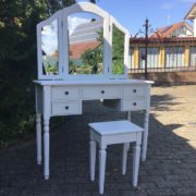 Schminktisch, Kommode mit Spiegel & Hocker (Shabby)