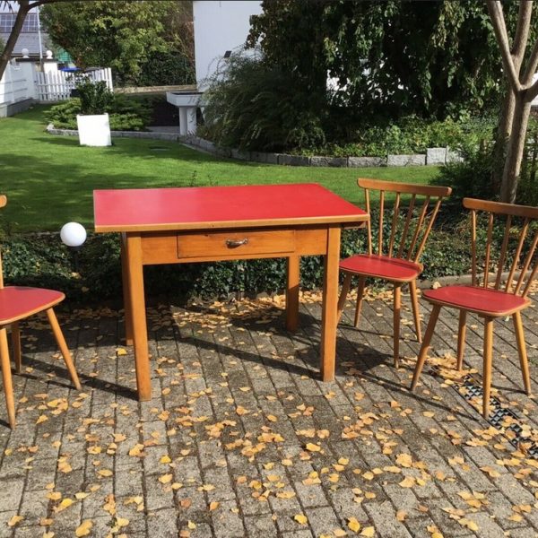 Esstisch mit 3 Stühlen, Esszimmer (original Vintage)