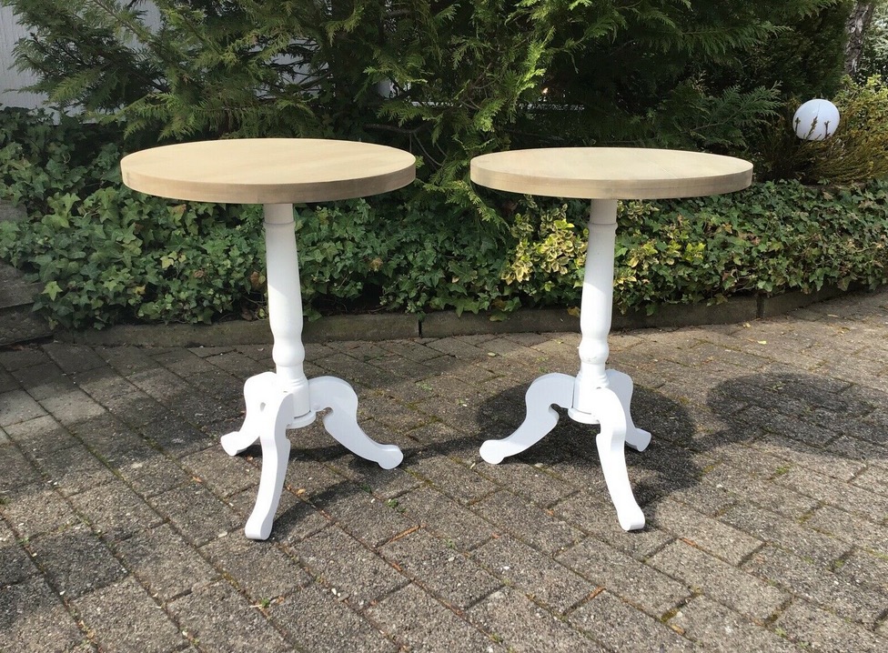 2 Beistelltische, Holztische, Nachttische (Shabby
