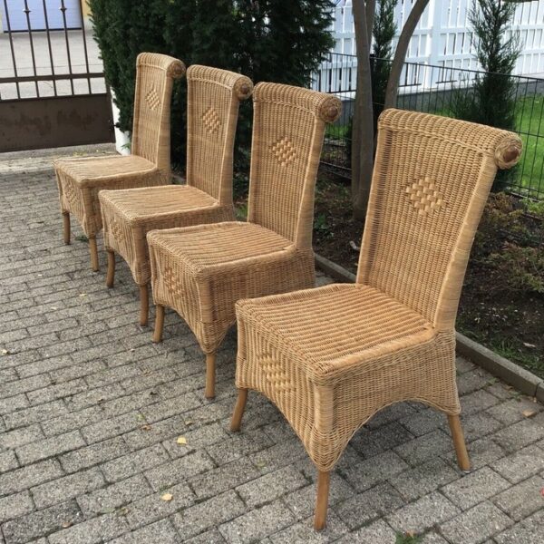4 Korbstühle, Rattanstühle, Esszimmerstühle (Landhaus)