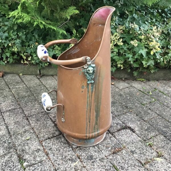 Schirmständer aus Kupfer mit Porzellangriff, Deko (Vintage, 60er Jahre)