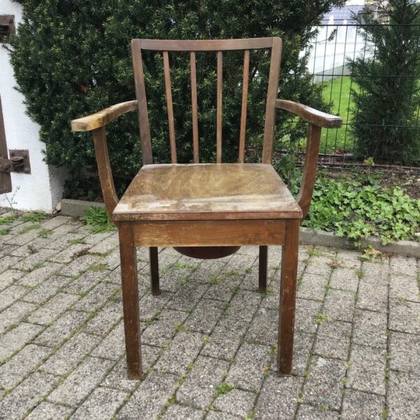 Holzstuhl, Toilettenstuhl, Deko (Mid-Century, Vintage)