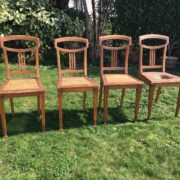 4 antike Stühle, Holzstühle, Sitzgruppe (Jugendstil, Antiquität)