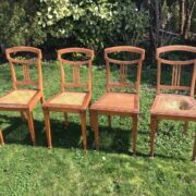 4 antike Stühle, Holzstühle, Sitzgruppe (Jugendstil, Antiquität)