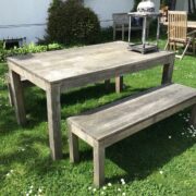 Gartenmöbel-Set, Gartentisch und 2 Holzbänke (Akazie) Gartenmöbel-Set, Gartentisch und 2 Holzbänke (Akazie)