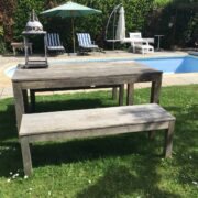 Gartenmöbel-Set, Gartentisch und 2 Holzbänke (Akazie) Gartenmöbel-Set, Gartentisch und 2 Holzbänke (Akazie)