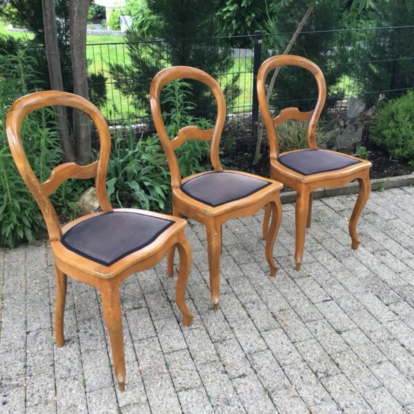 3 antike Stühle, Holzstühle, Polsterstuhl (Antiquität)
