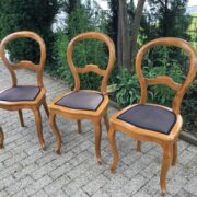 3 antike Stühle, Holzstühle, Polsterstuhl (Antiquität)