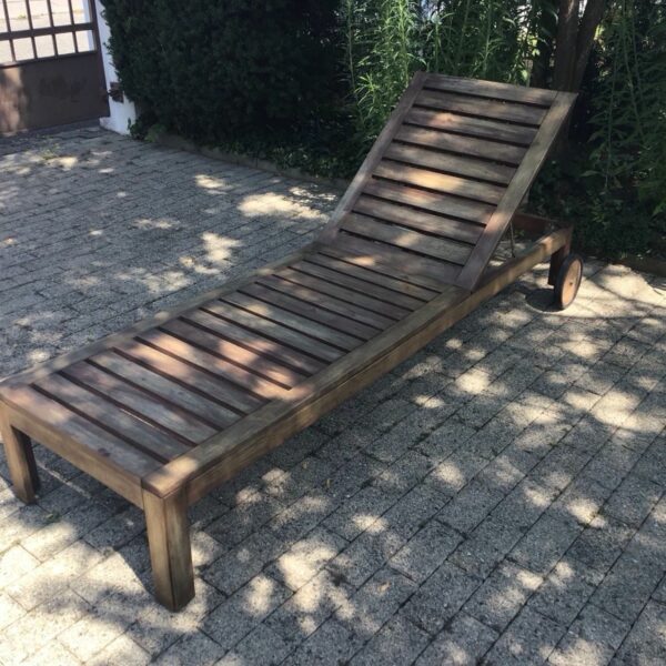 1 Sonnenliege, Gartenliege, Liegestuhl, Holzliege höhenverstellbar