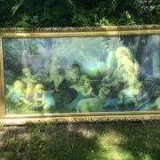 Religiöses Bild im Rahmen, Bilderrahmen mit Druck (Antiquität, Bild)