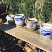 4 Schmalztöpfe, Topf, Steingut Töpfe (Shabby, Landhausstil)