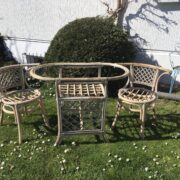 Gartenmöbel-Set, Bambusmöbel, Tisch & 2 Stühle, Terrassenmöbel