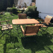 Merxx Schlossgarten, Gartenmöbel, Gartentisch u. 4 Sessel (Top-Zustand)