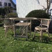 Gartenmöbel-Set, Bambusmöbel, Tisch & 2 Stühle, Terrassenmöbel
