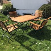 Merxx Schlossgarten, Gartenmöbel, Gartentisch u. 4 Sessel (Top-Zustand)