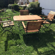 Merxx Schlossgarten, Gartenmöbel, Gartentisch u. 4 Sessel (Top-Zustand)