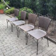4 Eisenstühle, Gartenstühle, Gartenmöbel (Metall & Rattan, Wintergarten)