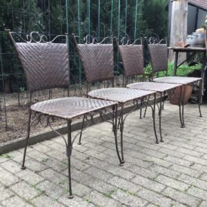 4 Eisenstühle, Gartenstühle, Gartenmöbel (Metall & Rattan, Wintergarten)