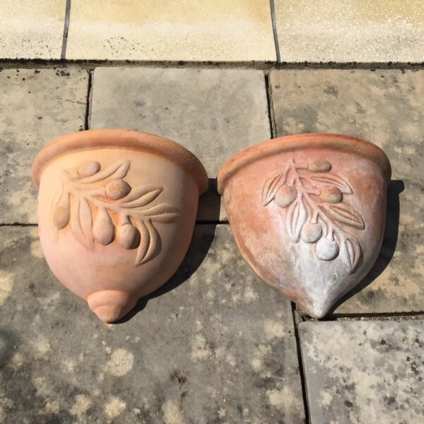 2 große Terracotta Wandschalen, Pflanzgefäß, Blumentopf (winterfest)