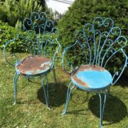 2 Gartenstühle, Metallstühle, Eisenstuhl, Gartenmöbel (Vintage, Shabby, Frankreich)