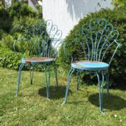 2 Gartenstühle, Metallstühle, Eisenstuhl, Gartenmöbel (Vintage, Shabby, Frankreich)