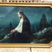 Altes Jesusbild, Heiligenbild, Bilderrahmen (Antik, Vintage)