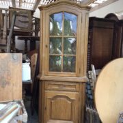 Eckschrank, Holzschrank, Vitrine, Wandschrank (Vintage)