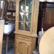 Eckschrank, Holzschrank, Vitrine, Wandschrank (Vintage)
