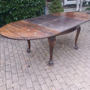 Antiker, ausziehbarer Esstisch mit Löwenfüßen, Holztisch (Antiquität)