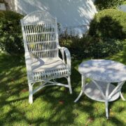 Sessel & Beistelltisch, Rattanmöbel, Wintergarten (Landhausstil, Shabby)