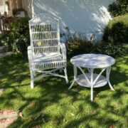 Sessel & Beistelltisch, Rattanmöbel, Wintergarten (Landhausstil, Shabby)