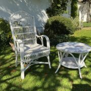 Sessel & Beistelltisch, Rattanmöbel, Wintergarten (Landhausstil, Shabby)