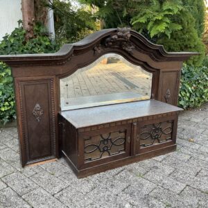 Antiker Buffetausatz mit Spiegel, Holzschrank (Antiquität)