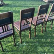 4 antike Stühle, Esszimmerstühle (Jugendstil, Holz/Leder, Antiquität)