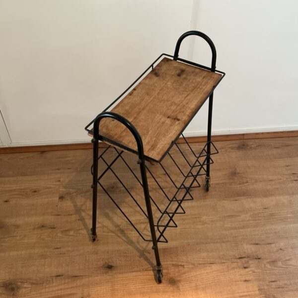 Vintage Servierwagen (Mid Century), Zeitungswagen auf Rollen