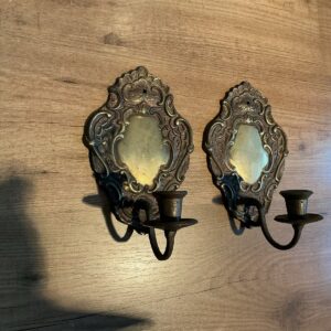2 antike Wandkerzenhalter aus Messing (Antiquität, Shabby, Deko)