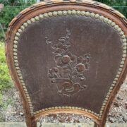 4 antike Stühle, Holzstühle mit Lederbezug (Antiquität)