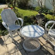 2 Sessel + Tisch, Rattanmöbel, Sitzgruppe, Balkonmöbel (Antiquität) 2 Sessel + Tisch, Rattanmöbel, Sitzgruppe, Balkonmöbel (Antiquität)