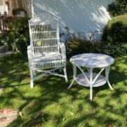 Sessel + Tisch, Rattanmöbel, Sitzgruppe, Balkonmöbel (Antiquität)