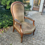 Antiker Sessel mit Holzgestell & Samtbezug, Voltaire Sessel (Antiquität) Antiker Sessel mit Holzgestell & Samtbezug, Voltaire Sessel (Antiquität)