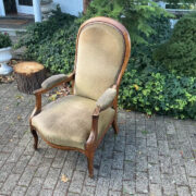 Antiker Sessel mit Holzgestell & Samtbezug, Voltaire Sessel (Antiquität) Antiker Sessel mit Holzgestell & Samtbezug, Voltaire Sessel (Antiquität)